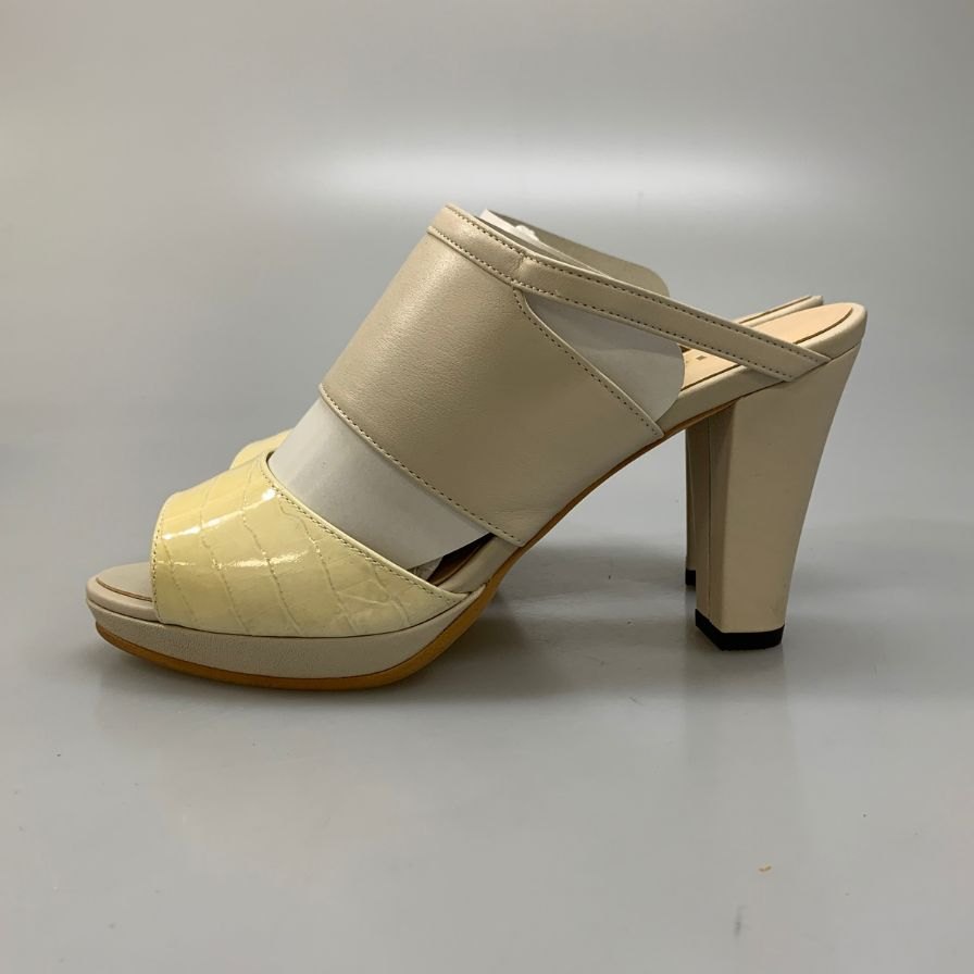 バークレー ヒールサンダル パンプス コンビレザー 日本製 レディース サイズ24.5cm ベージュ BARCLAY 約24.5cm【AFD7】