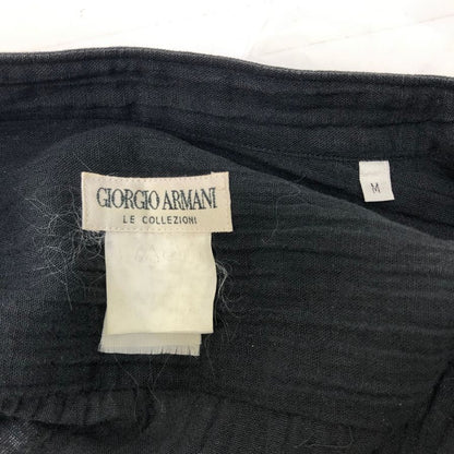 極美品◆ジョルジオ アルマーニ ノーカラー 長袖シャツ ストライプ織柄 ブラック サイズM GIORGIO ARMANI 【AFB12】