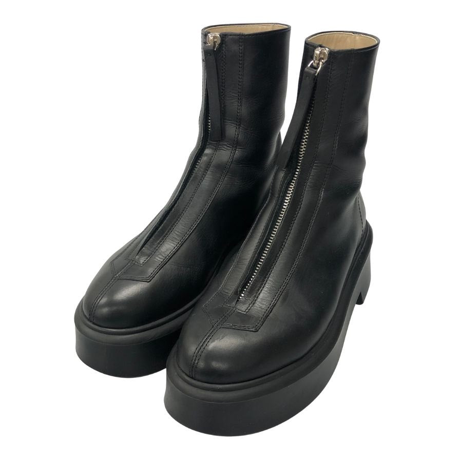 ザ ロウ ジップブーツ フロントジップ レザー ブラック レディース サイズ35.5 THE ROW 約22.0cm【AFD1】