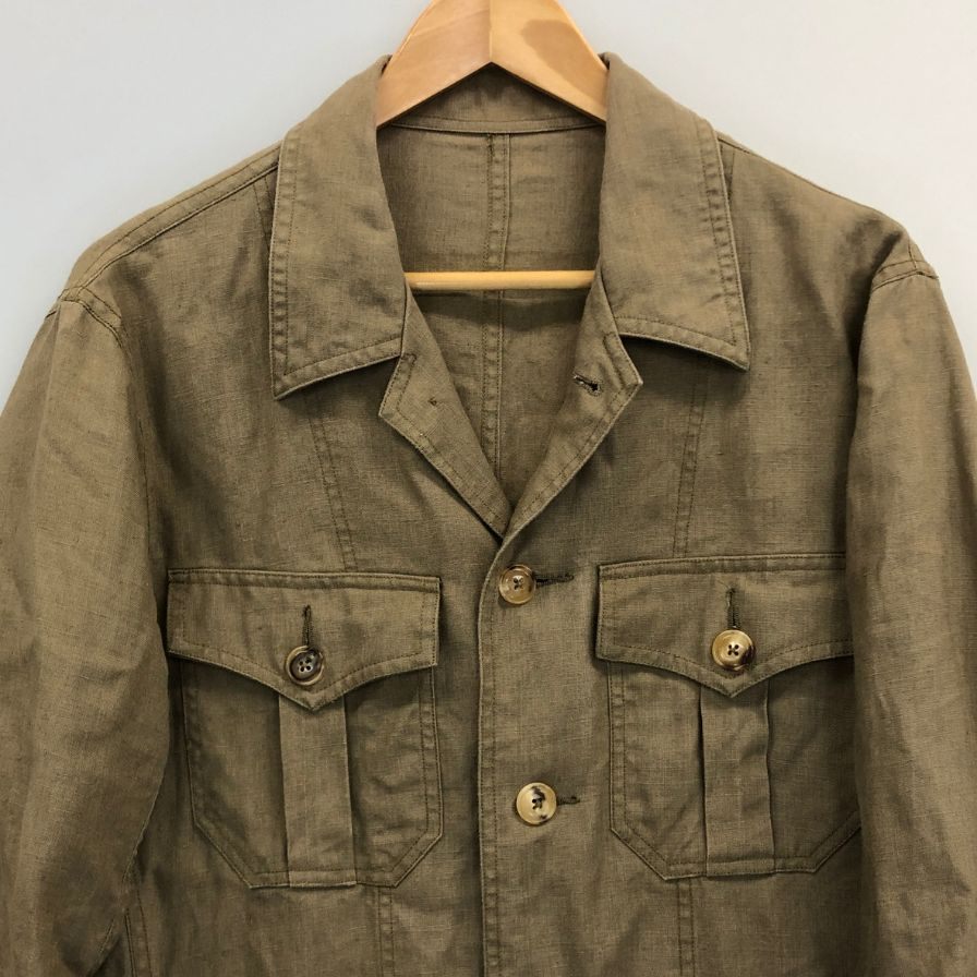 極美品◆レスレストン リネンジャケット スペンス ブライソン生地 メンズ サイズ L ブラウン LES LESTON 【AFB3】