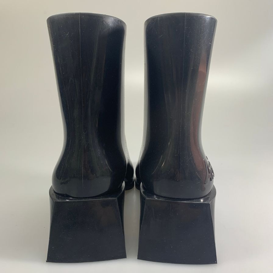 アクネストゥディオス アンクルブーツ ラバー ロゴ ブラック レディース サイズ38 AD0682 Acne Studios 約24.0cm【AFD12】