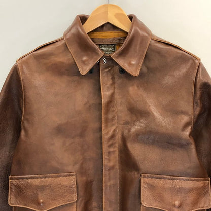 美品◆バズリクソンズ レザージャケット A-2 ホースハイド ワッペン メンズ ブラウン サイズ36 BUZZ RICKSON'S 【AFG1】