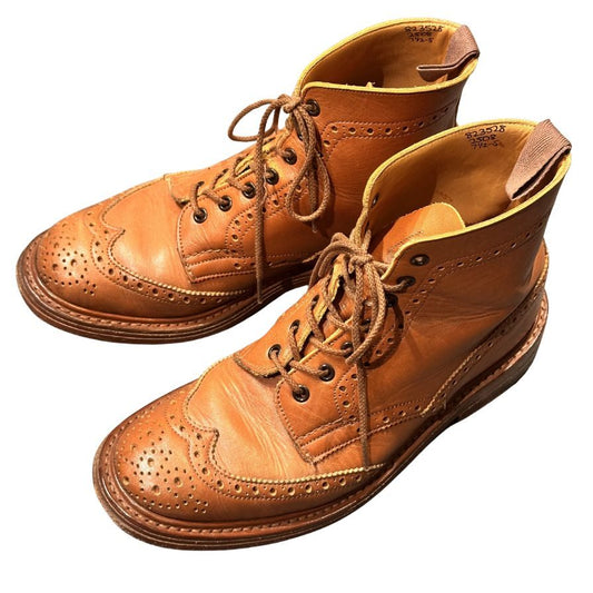 トリッカーズ カントリーブーツ 2508 ウイングチップ カーフ ブラウン サイズUK7.5 メンズ Tricker`s ブーツ 約26.0cm【LA】【中古】