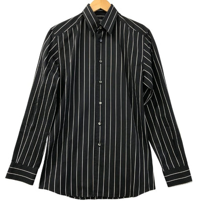 美品◆ドルチェ&ガッバーナ 長袖ストライプシャツ ブラック コットン メンズ サイズ37 DOLCE&GABBANA 【AFB5】