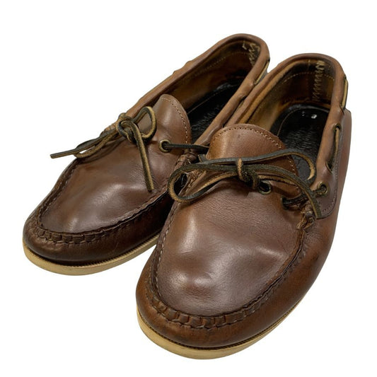 クオッディトレイルモカシン デッキシューズ レザー メンズ ブラウン サイズ8.5 quoddy trail moccasin 約26.5cm【AFC47】