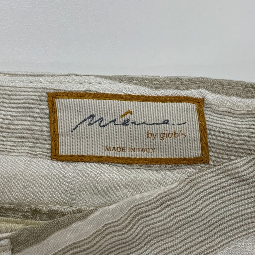 ミームバイジャブス レディース ワイドパンツ ストライプ 麻混 イタリア製 サイズ40 ベージュ meme by giab's 【AFB44】