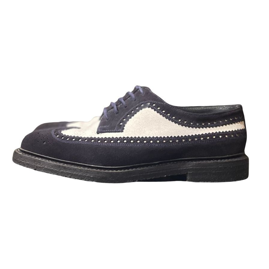 クロケット&ジョーンズ レザーシューズ フルブローグ チェビオット スエード ブラック ホワイト サイズ6E メンズ  CROCKETT&JONES CHEVIOT ビジネスシューズ 約25.0cm【LA】【中古】