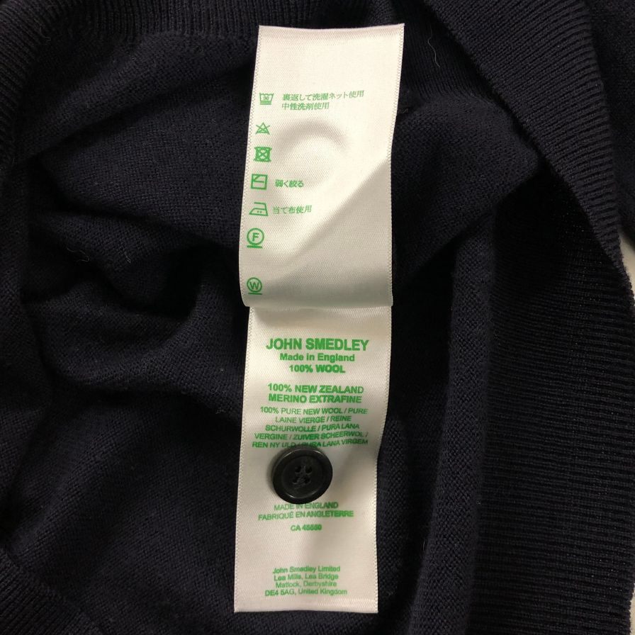 美品◆ジョンスメドレー ヘンリーネックセーター ネイビー メンズ サイズM JOHN SMEDLEY 【AFB14】