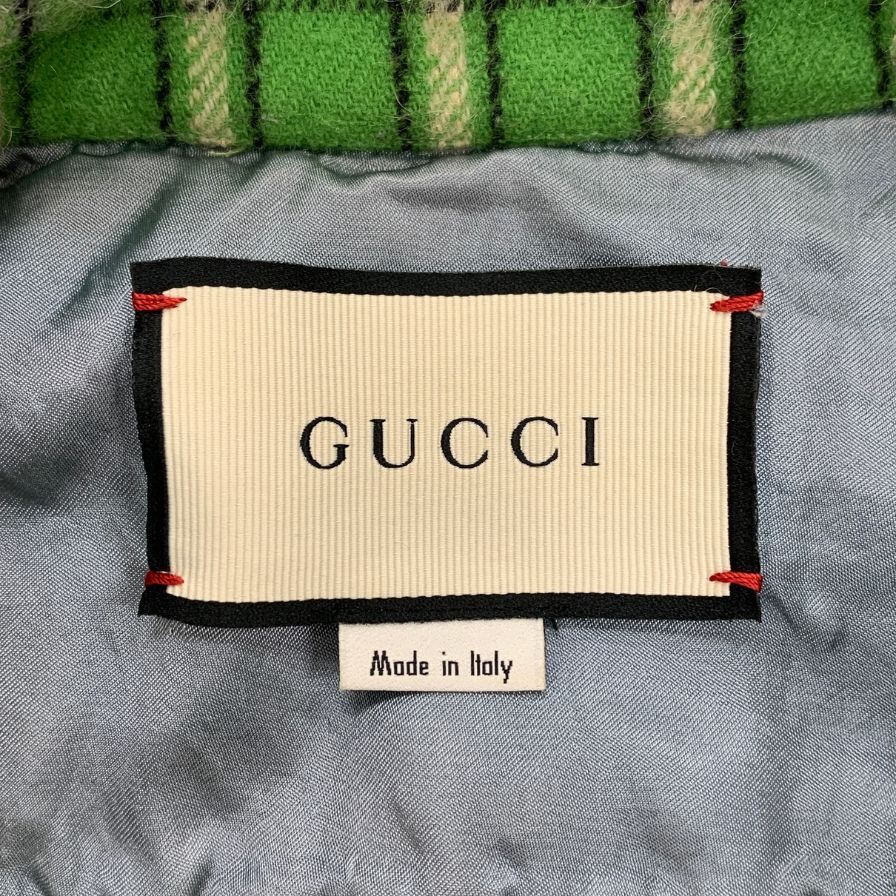 中古◆グッチ ネルシャツ ウール チェック メンズ グリーン サイズ46 GUCCI 【AFB18】