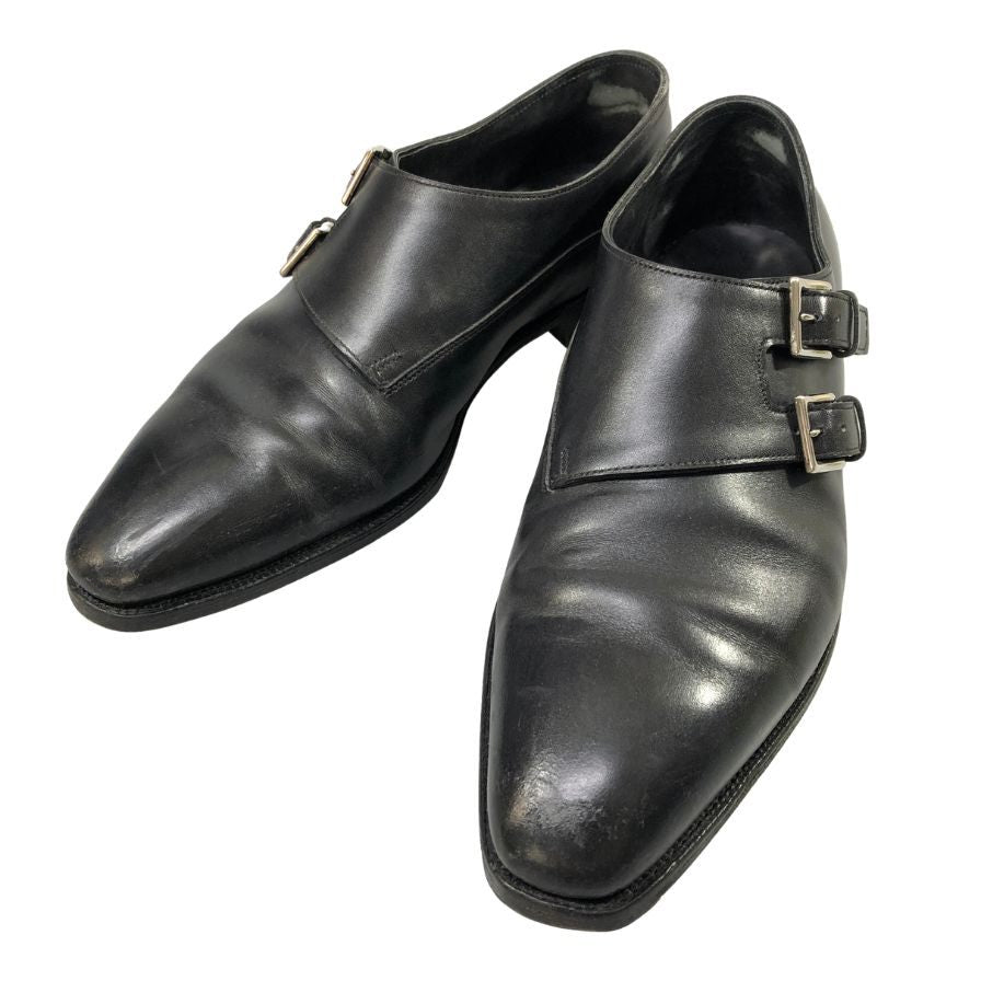 ジョンロブ レザーシューズ チャペル カーフ ダブルモンク 8000ラスト サイズ8.5E ブラック JOHN LOBB CHAPEL ビジネスシューズ 約27.5cm【LA】【中古】
