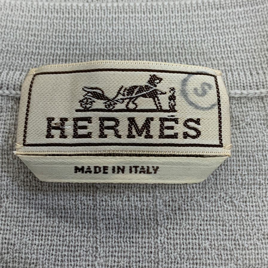美品◆エルメス ニット ウール ストライプ グレー ソルド品 メンズ サイズS HERMES 【AFB11】