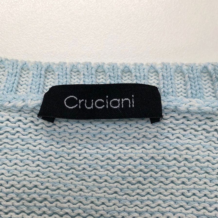 美品◆クルチアーニ クルーネックニット ブルー メンズ サイズ48 cruciani 【AFB21】
