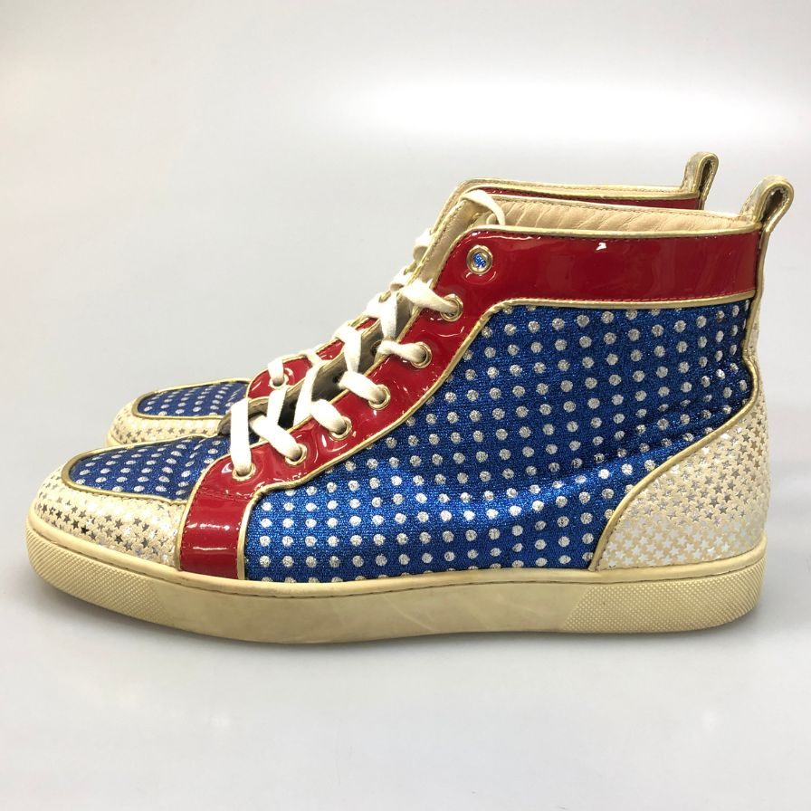 クリスチャン ルブタン 星条旗 ハイカット スニーカー メンズ サイズ41 総柄 Christian Louboutin 約26.0cm【AFC41】