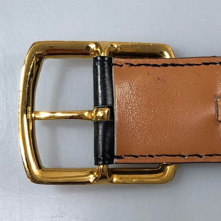 エルメス レザーベルト 金具 ブラック サイズ不明 HERMES【AFI14】