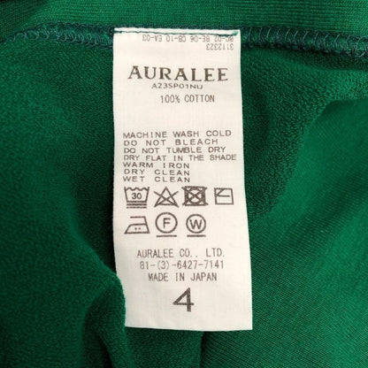 美品◆オーラリー  スウェット トップス サイドリブ A23SPO1NU ELASTIC HIGH GAUGE SWEAT メンズ サイズ4 グリーン AURALEE 【AFB43】