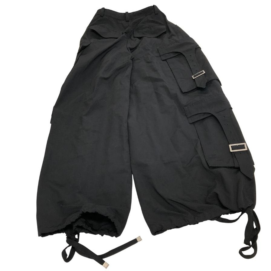 レース レ ソル カーゴパンツ ワイドパンツ レディース ブラック サイズS Rase le sol 【AFB22】