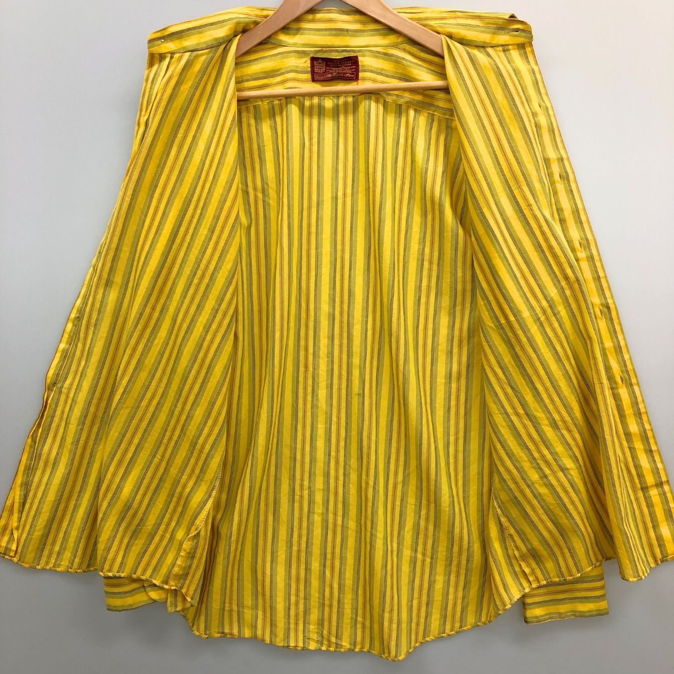 シアーズ 70S 赤タグ ストライプシャツ イエロー系 メンズ サイズL SEARS 【AFB45】