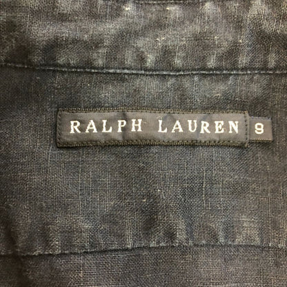 中古◆ラルフローレン レディース 長袖シャツ リネン100% インパクト21社製 サイズ9 ブルー  Ralph Lauren 【AFB12】