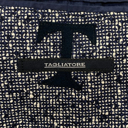 極美品◆タリアトーレ 2B テーラードジャケット 麻混綿 メンズ 48 ブルー系 TAGLIATORE 【AFB42】