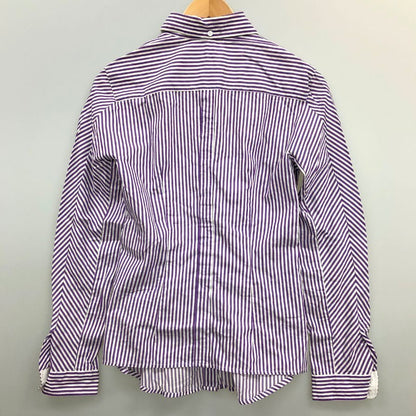 美品◆ウィークエンド マックスマーラ シャツ ストライプ コットン 長袖 ドレスシャツ パープル レディース サイズ38 WEEKEND MaxMara 【AFB34】