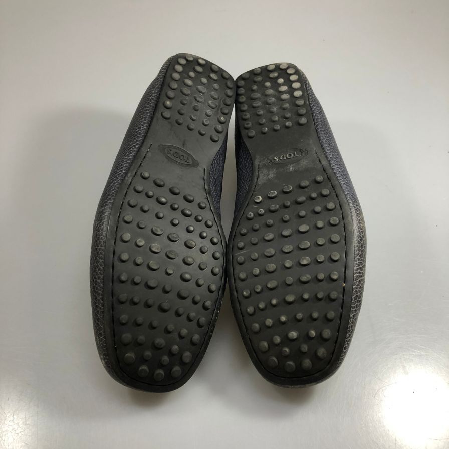 トッズ ドライビングシューズ シボ革 メンズ ネイビー サイズ7 TOD`S 約26.0cm【AFC47】