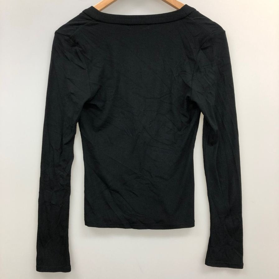 美品◆フォクシー ニューヨーク  カーディガン プランジングネック 長袖 ストレッチ 40サイズ ブラック 22343-SRJAI58 FOXEY NEW YORK 【AFB8】