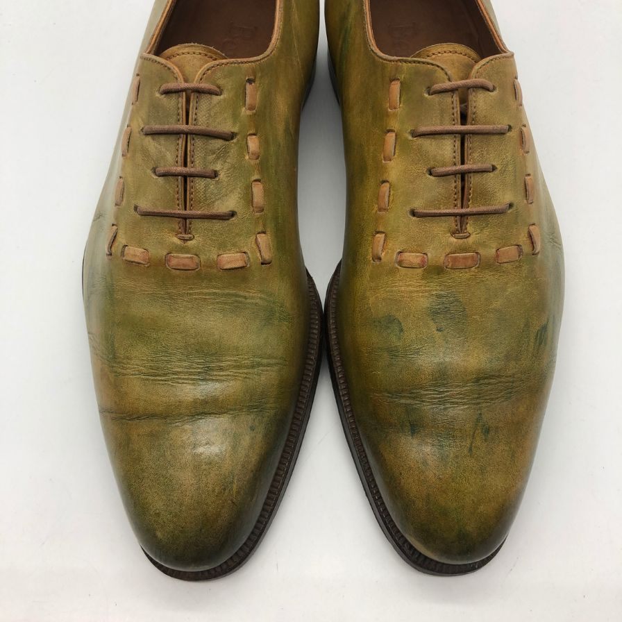 ベルルッティ パティーヌレザー ホールカット オルガ期 ライムグリーン系 サイズ6.5 メンズ Berluti 約25.0cm【PTM1】