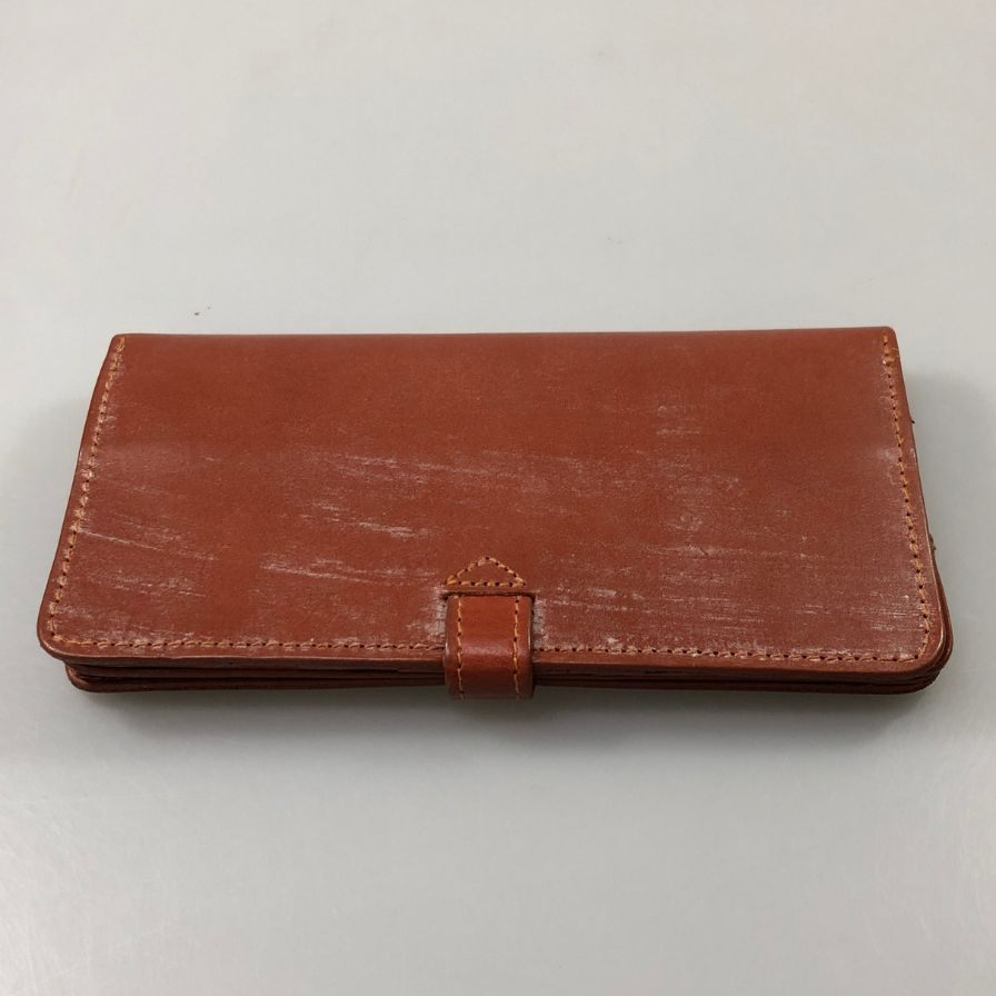 グレンロイヤル 長財布 二つ折り財布 フラップボタン ブライドルレザー 赤茶 ゴールド金具 GLENROYAL【AFI1】