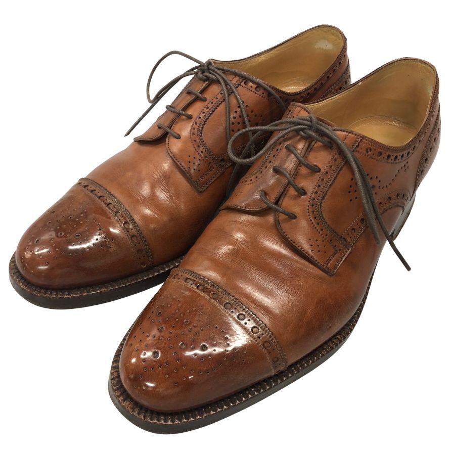 シルヴァノ ラッタンジ セミブローグ カーフ ブラウン UK７ Silvano Lattanzi ビジネスシューズ 約25.5cm【LA】【中古】