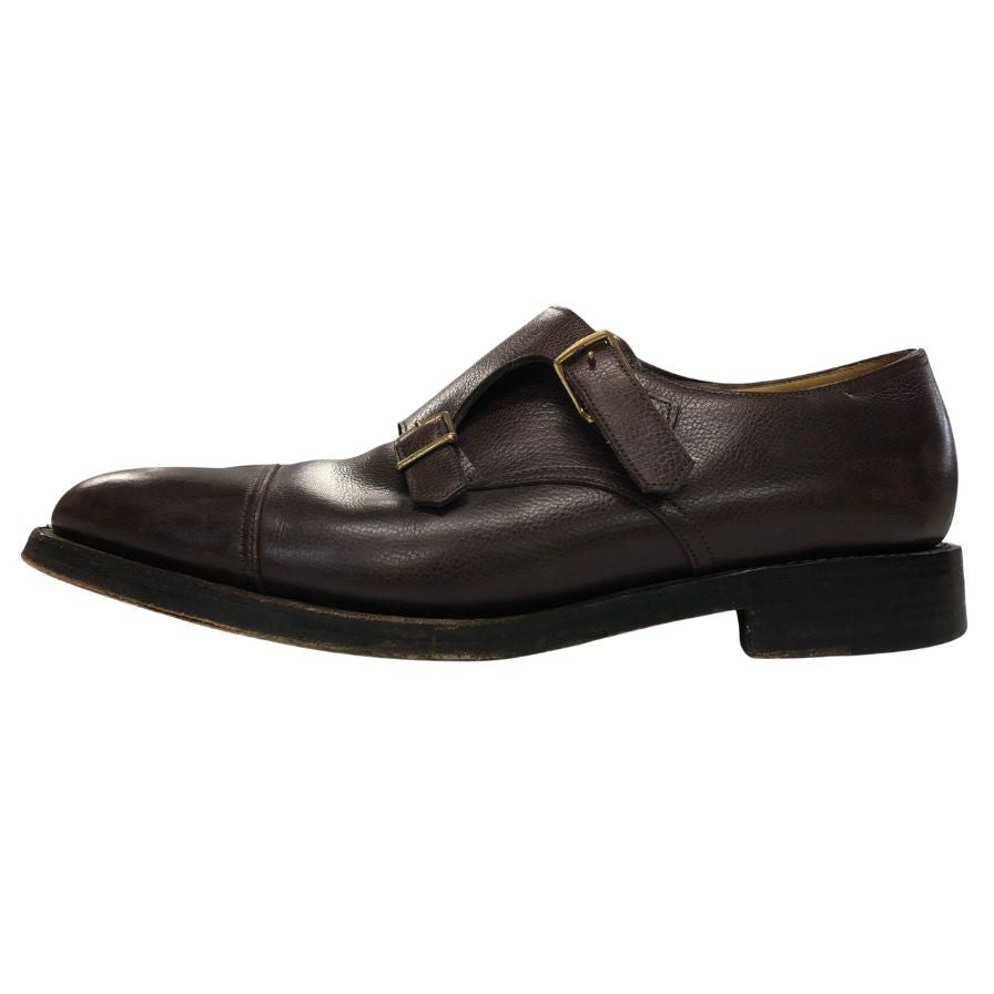 ジョンロブ ウィリアム ダブルモンク グレインレザー ブラウン UK8.5E メンズ JOHN LOBB 約27.0cm【PTM1】