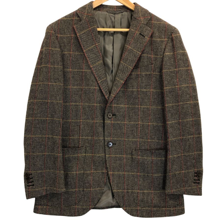 美品◆スーツカンパニー テーラードジャケット ETHOMAS ウール チェック柄 グレー系 メンズ サイズ165-6Drop THE SUIT COMPANY 【AFA7】