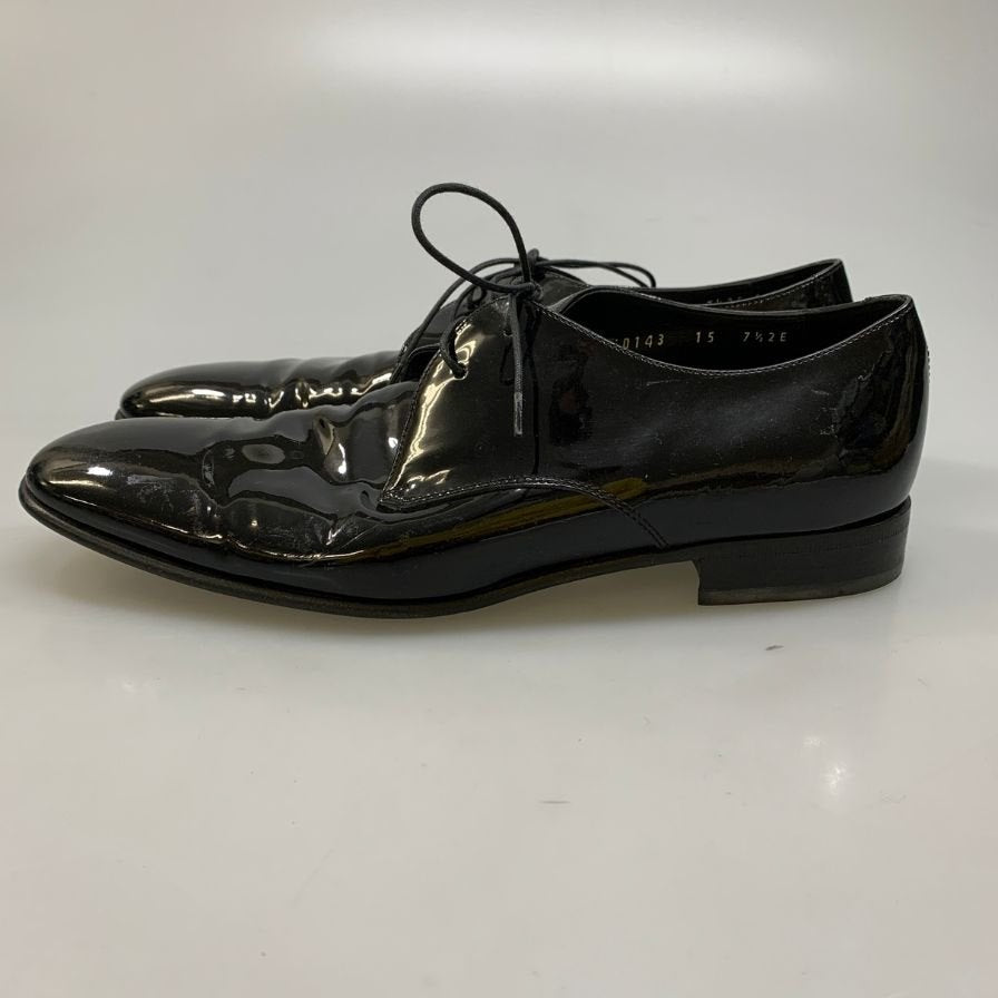 サルバトーレフェラガモ  レザーシューズ プレーントゥ エナメル ブラック サイズ 7.5EE SalvatoreFerragamo 約25.5cm【AFC42】