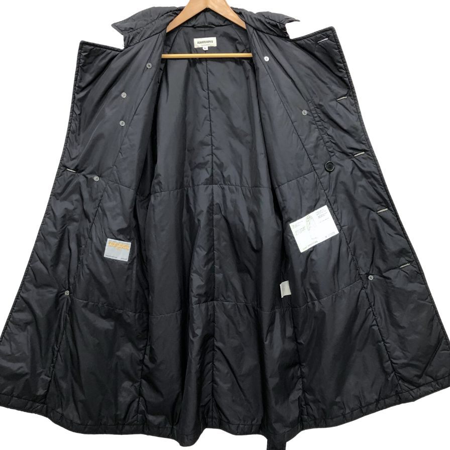 極美品◆アルベルト アスペジ キルティングコート 中綿 ナイロン トレンチ ロング ブラック メンズ サイズM ALBERTO ASPESI 【AFB32】