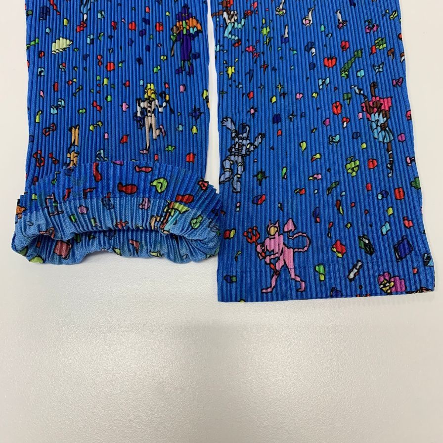 プリーツプリーズ パンツ PP23JF732 ポリエステル レディース 宇宙柄 ブルー系 サイズ4 PLEATS PLEASE 【AFB10】