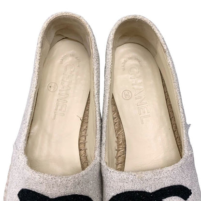 シャネル フラットシューズ エスパドリーユ G29762 サイズ37 バイカラ― レディース CHANEL 約24.0cm【AFC7】