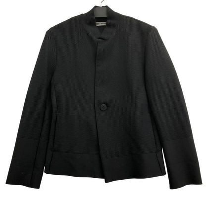 中古◆イッセイミヤケ 一つボタンショートジャケット IM81KD033 レディース サイズ2 ブラック ISSEY MIYAKE 【AFB33】