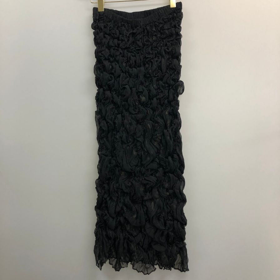 イッセイミヤケ ホワイトレーベル シアープリーツ ロングスカート レディース サイズ2 ブラック ISSEY MIYAKE WHITE LABEL【AFB45】