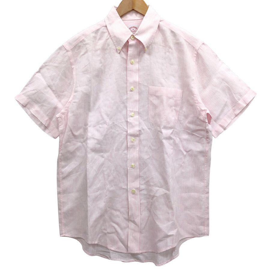 在庫処分 Brooks Brothers M シアサッカー 半袖シャツ ピンク 未使用 Brooks Brothers M ピンク シアサッカー 半袖シャツ