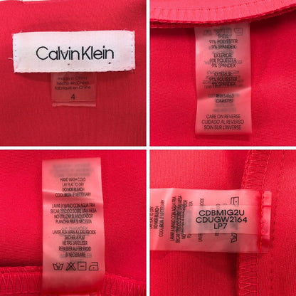 極美品◆カルバンクライン チェーン付き ノースリーブ ドレス ピンク サイズ4 レディース タイトシルエット ワンピース CalvinKlein 【AFB8】