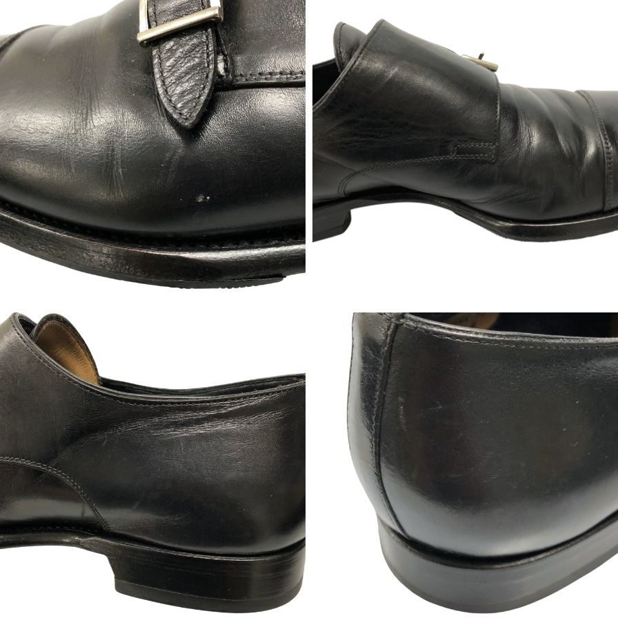 サントーニ レザーシューズ ダブルモンク 14064 ブラック サイズUK8 Santoni 約27.0cm【AFC3】