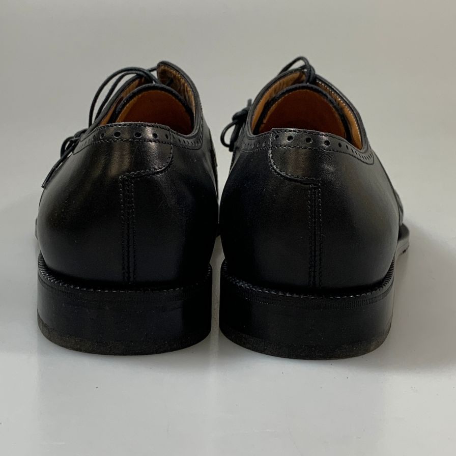 フェラガモ レザーシューズ  9861メッシュ パンチドキャップトゥ Vフロント カーフ ブラック サイズ8.5 メンズ Salvatore Ferragamo 約27.5cm【PTM5】
