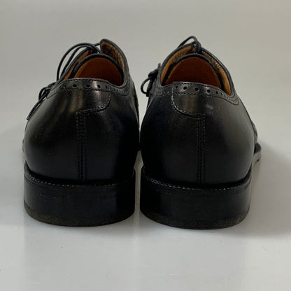 フェラガモ レザーシューズ  9861メッシュ パンチドキャップトゥ Vフロント カーフ ブラック サイズ8.5 メンズ Salvatore Ferragamo 約27.5cm【PTM5】