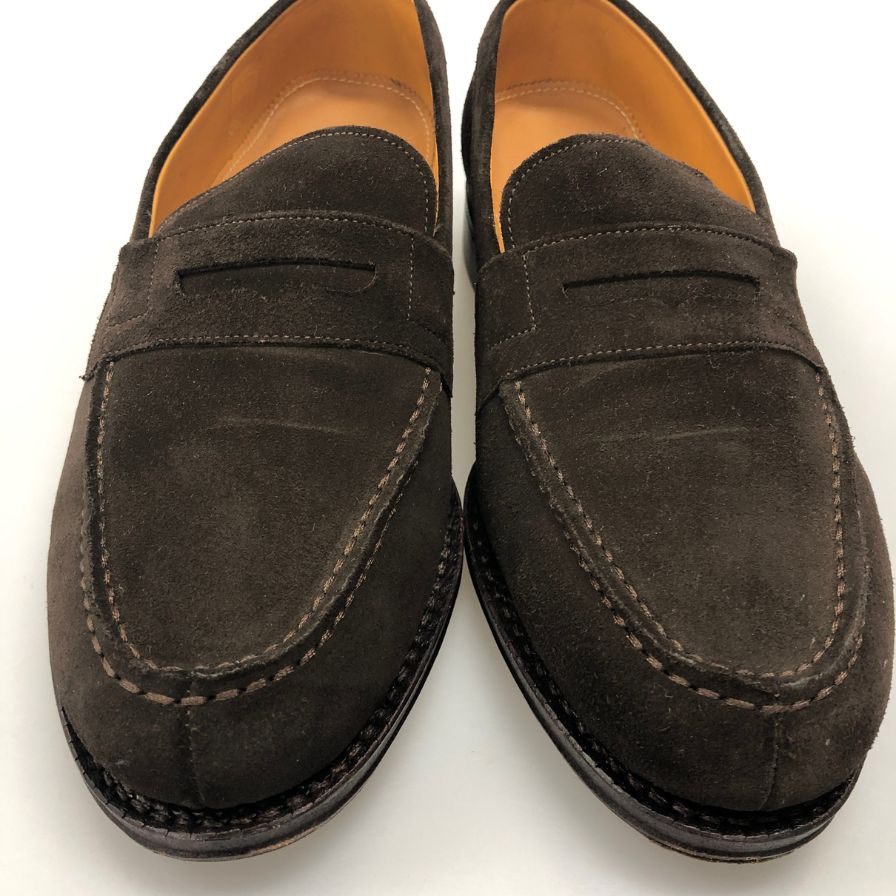 ジャランスリウァヤ コインロファー 98589 カーフ バックスキン スエード ダークブラウン UK6ハーフ メンズ Jalan Sriwijaya ローファー 約25.0cm【LA】【中古】