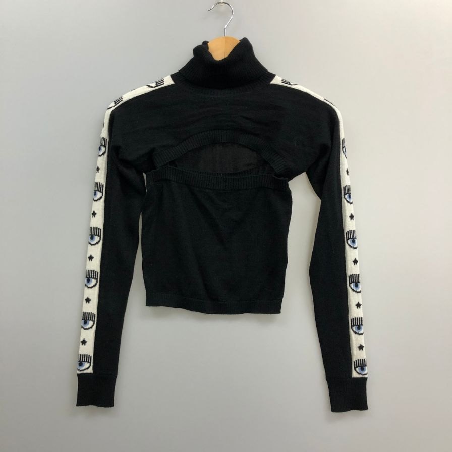 中古◆キアラ フェラーニ ニット 2ピース 袖ライン ブラック サイズS Chiara Ferragni 【AFB17】
