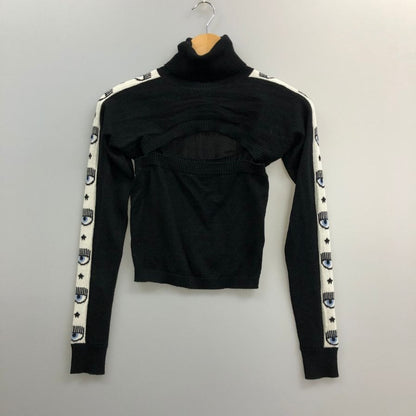 中古◆キアラ フェラーニ ニット 2ピース 袖ライン ブラック サイズS Chiara Ferragni 【AFB17】