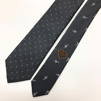 エルメス ネクタイ シルク グレー スレ ハート HERMES【AFB55】