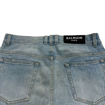 バルマン バイカーデニムパンツ クラッシュ加工 インディゴ メンズ サイズ30 BALMAIN 【AFB12】