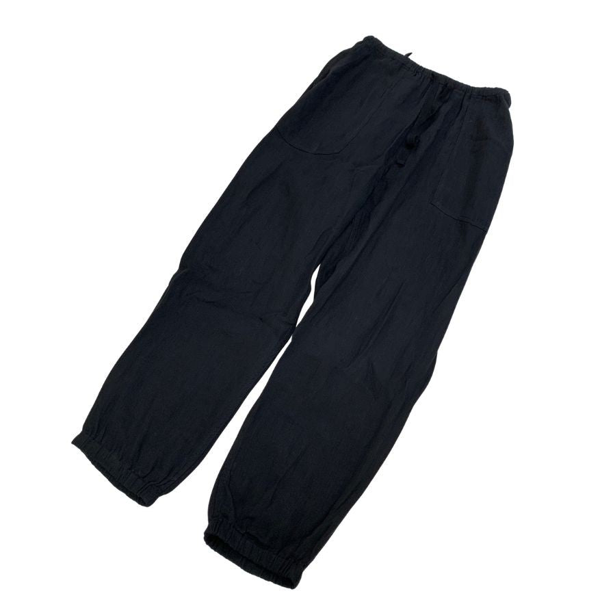 コモリ 26SS リネンWクロス ドローストリングパンツ ブラック メンズ サイズ2 D01-03016 COMOLI 【AFB7】