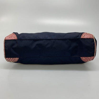 オロビアンコ トートバッグ 2way ショルダー ナイロン 型押し レザー ネイビー ピンク Orobianco【AFE12】