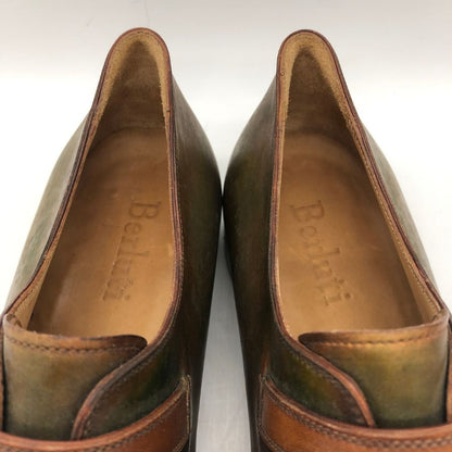 ベルルッティ レザーシューズ プレーントゥ シングルモンク カーフ パティーヌ メンズ グリーン系 サイズUK6.5 Berluti 約25.5cm【PTM4】